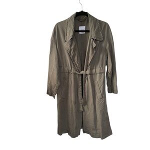 Mango Lightweight Belted Trench Coat Olive Green M